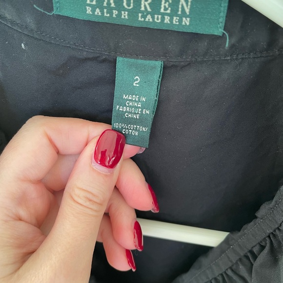 Black Ralph Lauren Sleeveless Ruffle Top - Picture 3 of 4